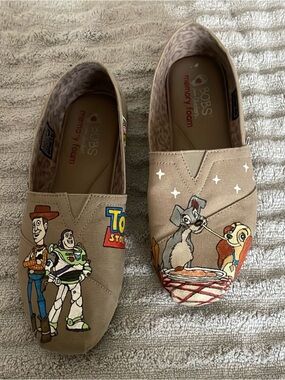 BOBS from Skechers Beige Toy Story & Lady & the Tramp Memory Foam Slip-Ons
